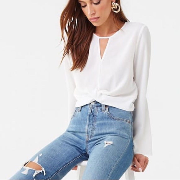 NEW Twist Hem Crop Top -Oatmeal - Picture 2 of 5